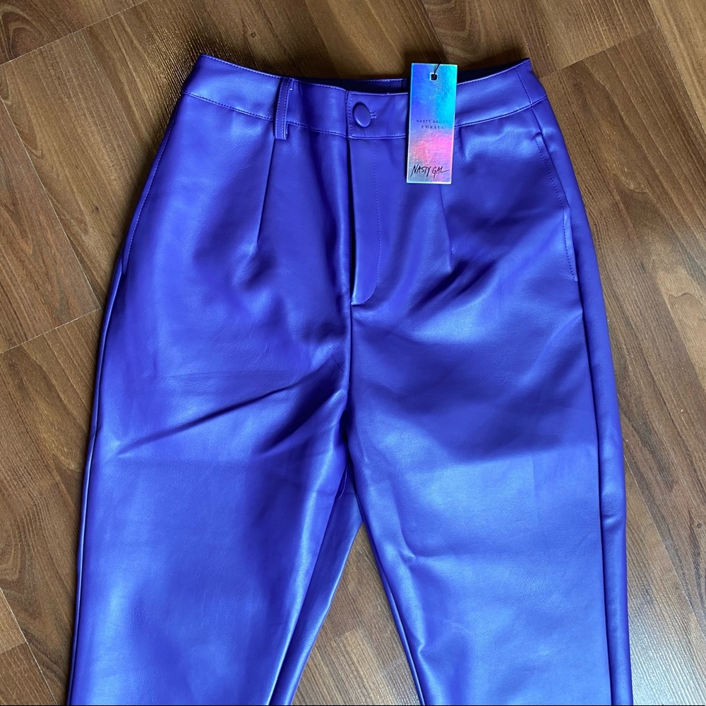 Purple/Blue Straight leg leather Pants